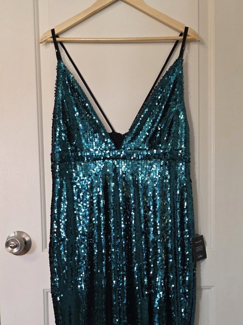 Teal Sequin Midi Dress